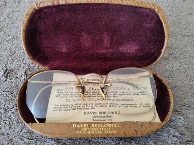 Vintage Rimless Eyeglasses Antique Frameless 1/10 12K GF AO