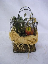 Vintage Small Wire Basket with Fall Decor