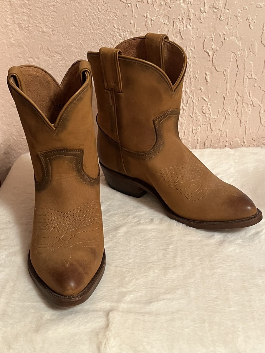New Frye Pull On Ankle Cowboy Boots Rare Honey Leather Women