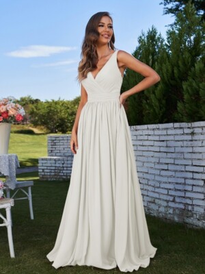 Wedding dress, New with Tags, Size 4 Hebeos Brand. A-Line/Princess Chiffon  Ivory | eBay