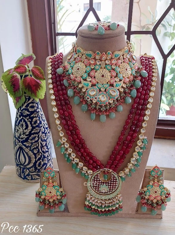 Sabyasachi jewelry choker long necklace premium meeenakari bridal