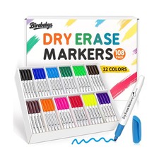 108 Count Bulk Dry Erase Markers, Fine Tip Whiteboard Markers, 12 Vibrant Col...