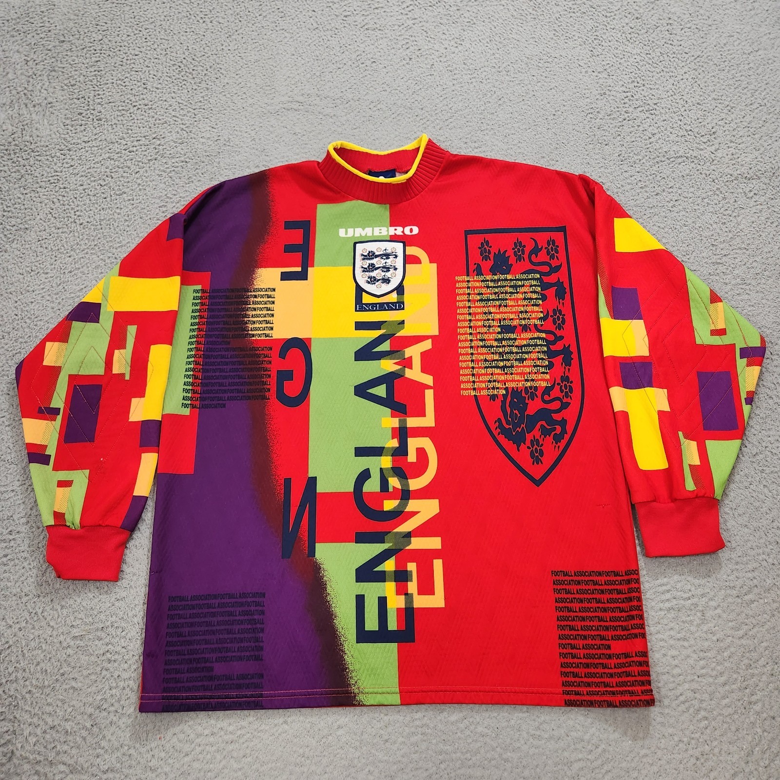 Vintage Umbro England Jersey Mens Extra Large Goalkeeper Shirt Soccer 1995 90s