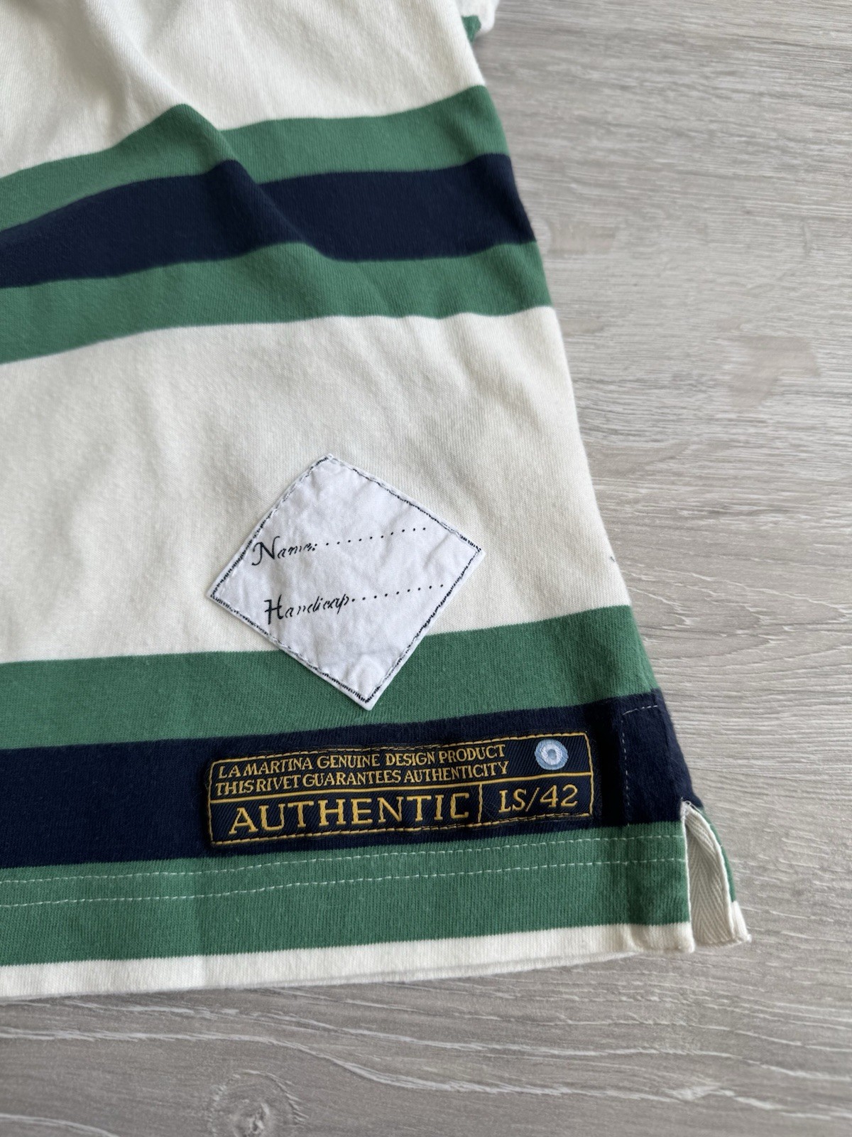 Vintage La Martina Rugby Striped Polo Shirt Longsleeve Big Logo Mens M Y2K view 8