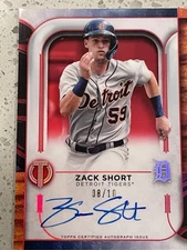 2022 Topps Tribute Tribute Autographs Zack Short #TA-ZSH Red /10 (AU, RC)