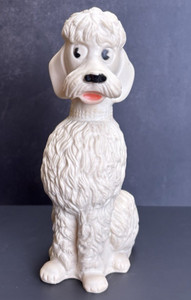 Vintage Poodle Bank 8" Soft Plastic Mid Century White Dog ~ No Stopper