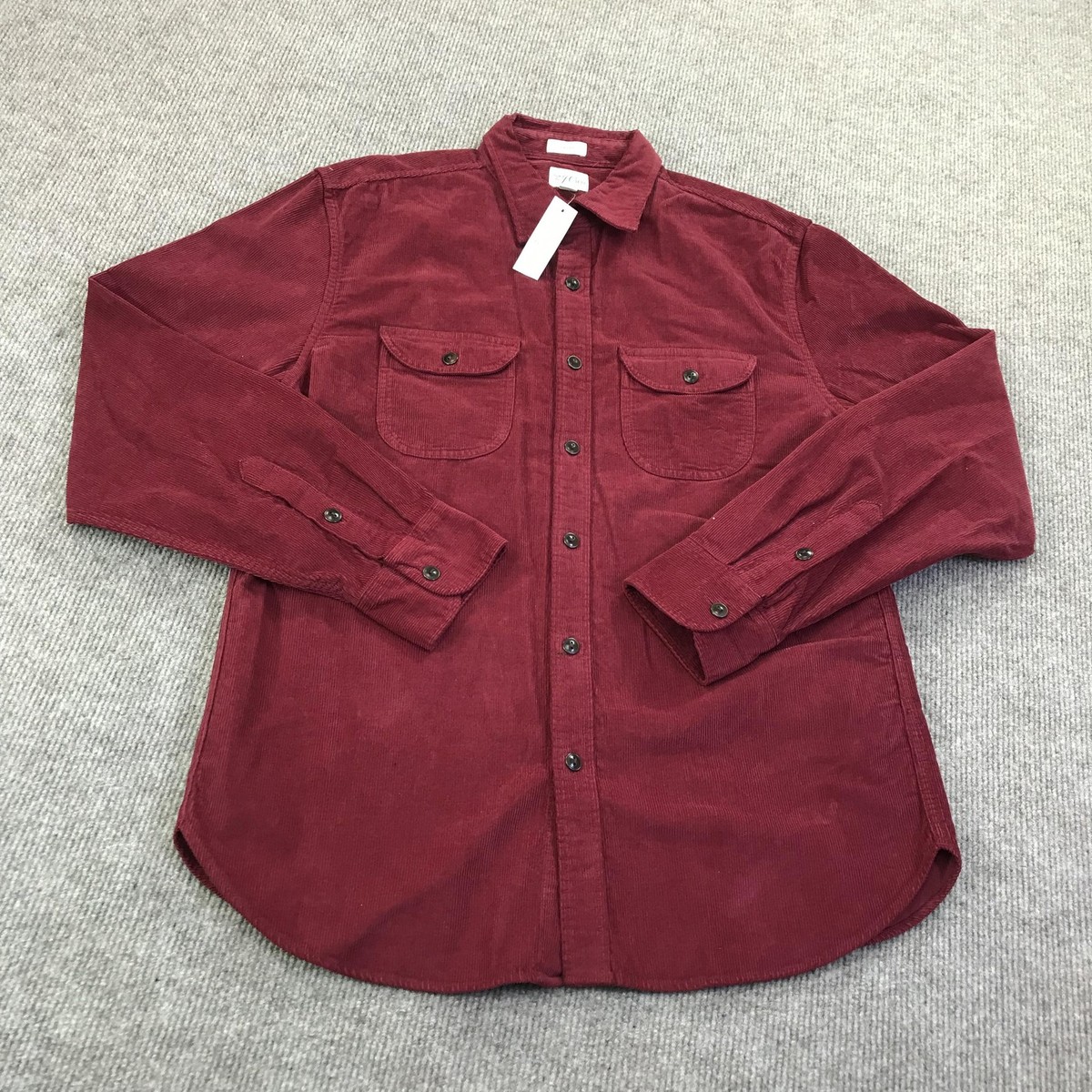 J.Crew Shirt Mens Medium Red Corduroy Long Sleeve Button Up Casual