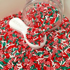 FAKE Dark Green Christmas Peppermint Polymer Clay Sprinkle NOT EDIBLE D15-14