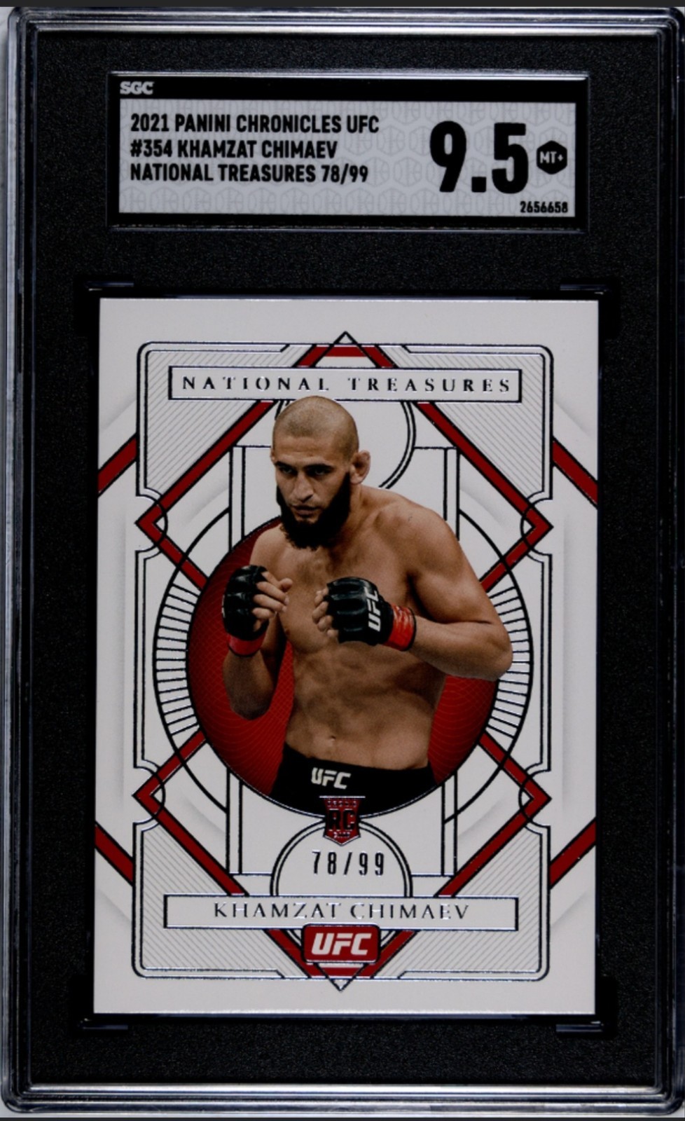 2021 Chronicles UFC National Treasures Khamzat Chimaev /99 (RC), SGC 9.5