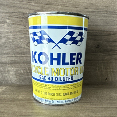 Kohler Motor Oil Can SAE 40 Diluted Yellow/White/Blue Gas & Oil Advertising