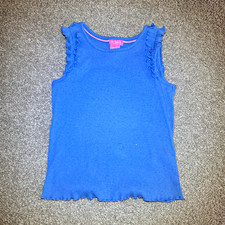 Pink Floral Skirt Blue Tank Top Matching Set Girls 10 12 / 12Y