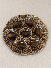 Antique Sarreguemines French Majolica Oyster Cocktail/Appetizer Plate - RARE