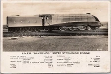 LONDON & NORTH EASTERN RAILWAY Photo RPPC Postcard SILVER LINE Streamline Engine