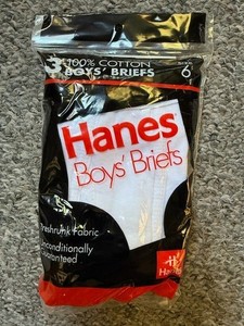 Hanes 1992 New Old Stock boys size 6 Cotton Briefs Classic White 3-Pack, Vintage