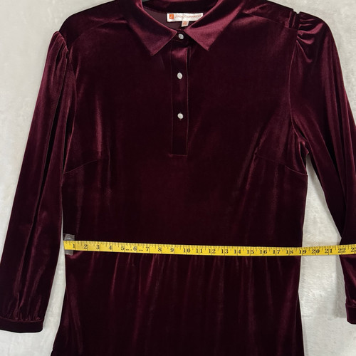 Jude Connally Henley Velvet Mini Dress Size XL Garnet Maroon Boho Gypsy Witch - Picture 12 of 16