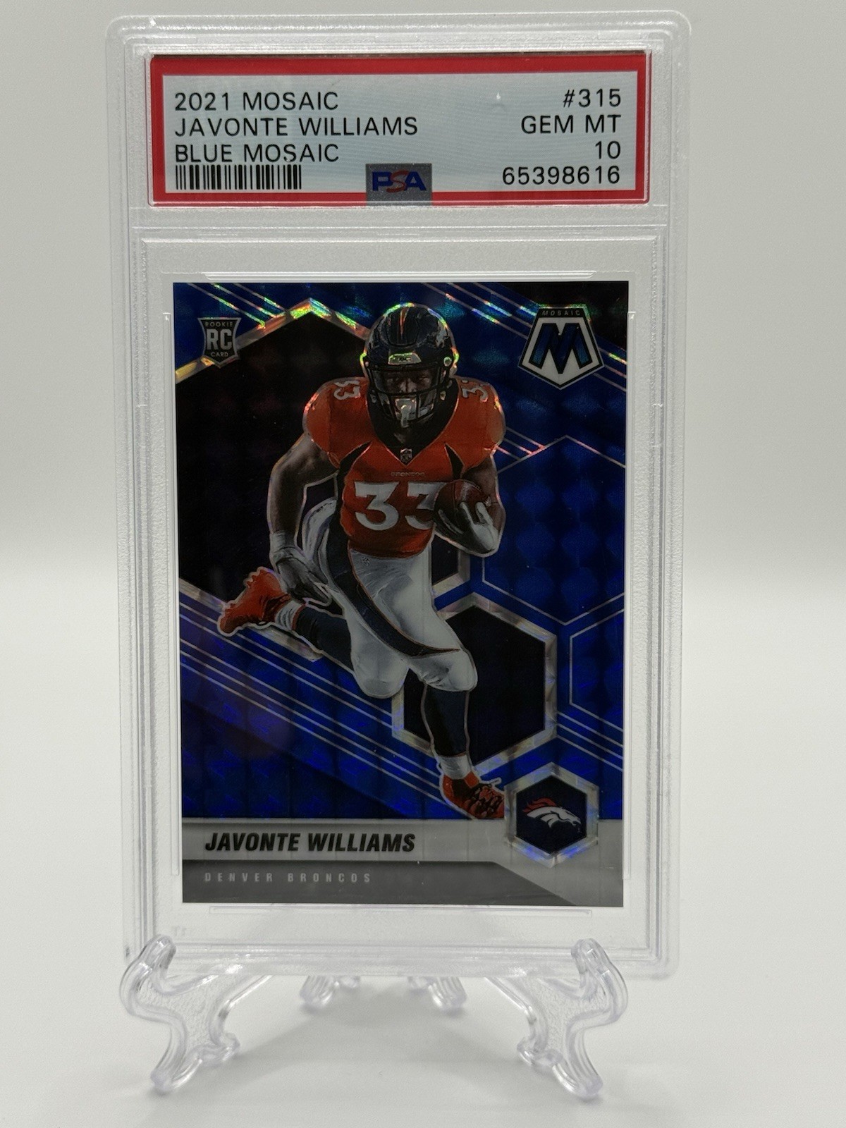 2021 Panini Mosaic - Rookies Javonte Williams #315 Mosaic Blue Prizm /99 (RC)
