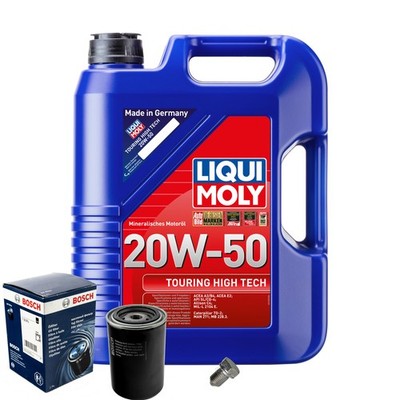Motoröl 20W50 LIQUI MOLY Hightech 5L+BOSCH Ölfilter+Ölablassschraube