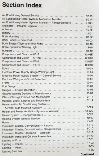 1990 Ford Ranger Bronco II Aerostar Shop Repair Manual Volume 2 Body Electrical - Picture 4 of 5