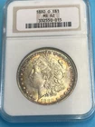 1880 O Morgan Silver Dollar NGC MS-62 Old Holder Beautiful Toning