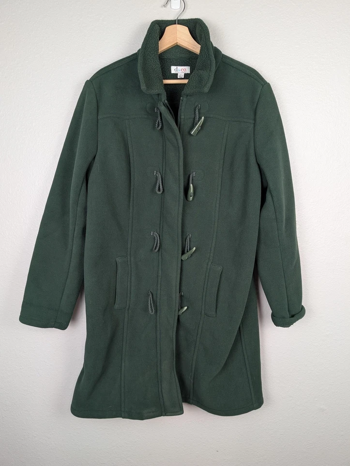 Abrigo Denim & Company Mujer Grande Verde Polar Palanca Lona Chaqueta Bolsillos Foto 2 de 4