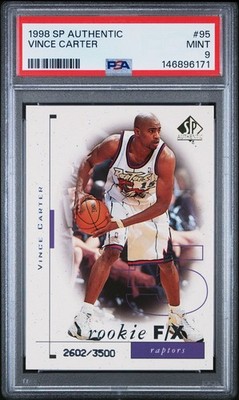 1998-99 SP Authentic #95 Vince Carter Rookie F/X RC #'d /3500 PSA９Raptors