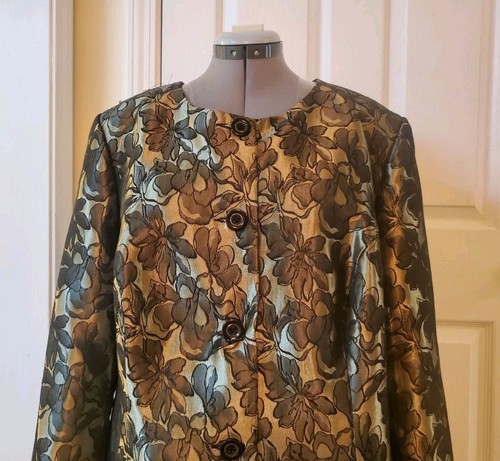 Danillo 2PC Black Green Jacquard Polyester Blend Skirt Suit Size 20W - Picture 3 of 13