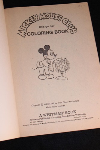 New Mickey Mouse Club 1977 Coloring Book LET'S GO DAY Walt Disney Productions - Picture 3 of 11