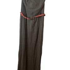 Aéropostale Grey Strapless Maxi Dress with Pink Belt, Detachable Straps NEW