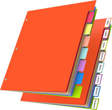 16Pcs/2 Set 8 Tab Dividers for 3 Ring Binder, 16 Pcs Multicolor 3 Ring Binder Di