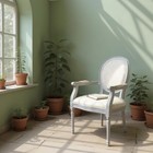 Louis Chair Grey Frame Cream Linen French Dining Chair Home Decor DINING Seating