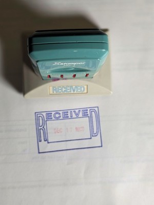 Xstamper No. 1 Self Inking OFFICE STAMP  RECEIVED  + Date   Used