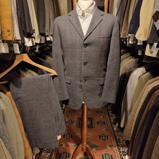 Vintage Mens 36R 31 DAKS Check 2 Piece Tweed Harris Style Suit Jacket Trousers V