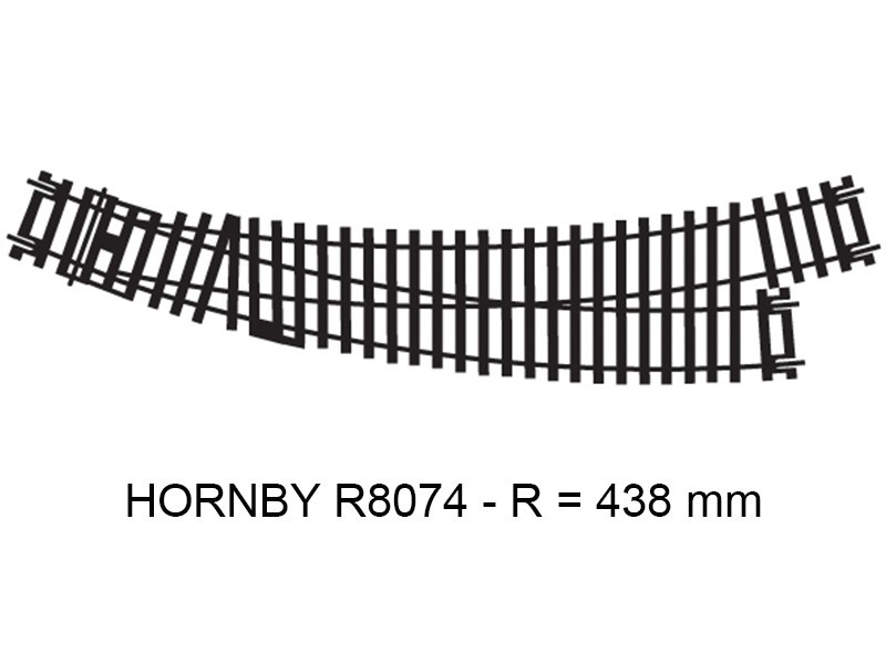 Aiguillage courbe gauche Hornby R8074 rail code 100 voie de train miniature HO 1/87