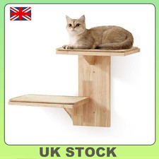 Tree-Shaped Cat Wall Shelves 2 Platforms Solid Wood Perch Furniture for Climbing