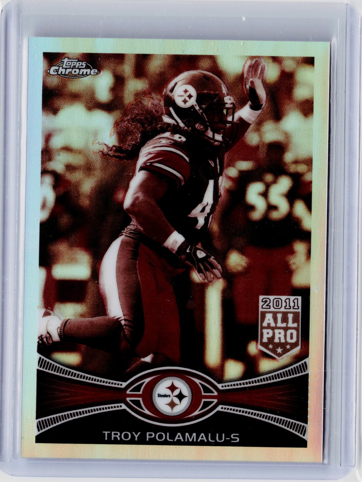 2012 TOPPS CHROME SEPIA REFRACTOR #125 - TROY POLAMALU #ED 65/99