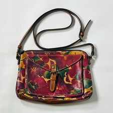 Patricia Nash Leather Vintage Colorful Floral Crossbody Bag Handbag Purse / READ