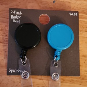 Spin-back ID/Document Holder 2-Pack Black Blue Solid Badge Reel