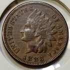 1883 Indian Head Cent - XF - Very Faint Diamonds - Red Spot/Obv