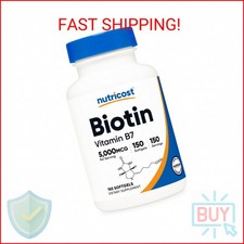 Nutricost Biotin 5,000mcg 150 Softgels - Vitamin B7 - Gluten Free, Non-GMO
