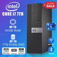 Dell OptiPlex Desktop i7 7th Computer PC Up To 64GB RAM 1TB NVMe SSD Win 10/11