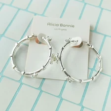 Alicia Bonnie Eternity Silver Hoop Earrings Flower Floral Earrings Gift
