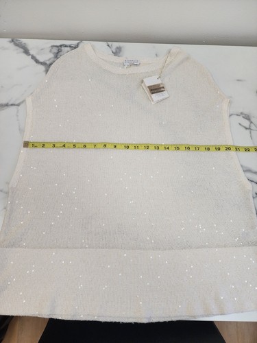 NWT Brunello Cucinelli Women's Top With Sequin,linen& Silk Orig $2450 - Picture 10 of 13
