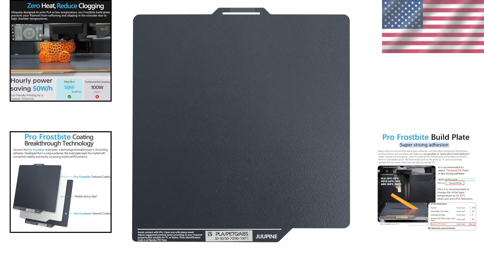 Pro Frostbite Build Plate for 257x257mm 3D Printers Bambu Lab A1 X1 P1S P1P