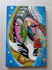 Wooden lacquer colourful Paintings with textures inlay embellishment