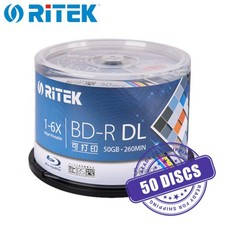 Ritek BD-R DL 6x 50 GB Printable Blank Blu-ray Dual Double Layer 50GB - 50 Discs