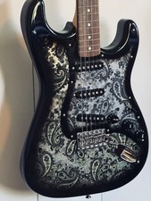 2020 Japan Fender Limited Edition Stratocaster Black Paisley Electric Guitar