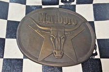 Marlboro Solid Brass Belt Buckle Philip Morris Buckle Vintage 1987