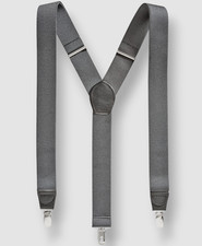 Club Room Men Gray Elastic Stretch Metal Clip On End Suspender