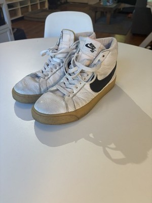 Nike SB Blazer Mid Orange Label White Leather Skateboarding Shoes Size 7.5