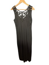 Jessica McClintock Gunne Sax Black Sleeveless Dress With Lace Cut-Out Back Size